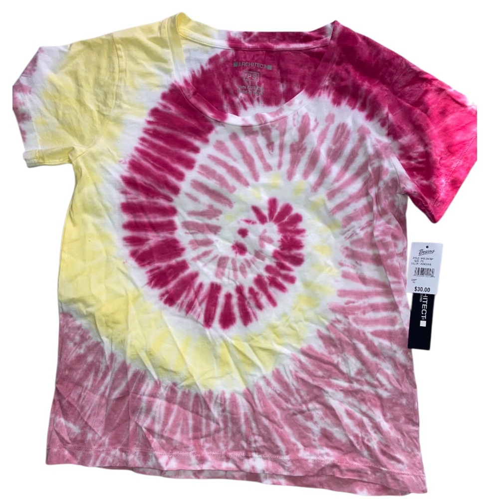 Architect Pink and Yellow Spiral Tie-Dye Short Sleeve Tee